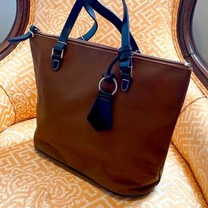 Mini Nylon Tote w/Leather Handle